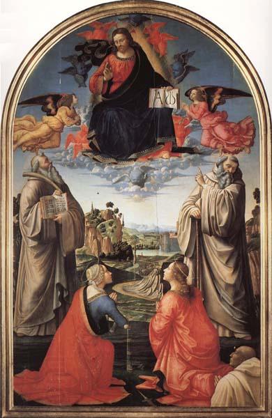 Domenicho Ghirlandaio Christus in der Gloriole mit den Heiligen Bendikt,Romuald,Attinea und Grecinana oil painting picture